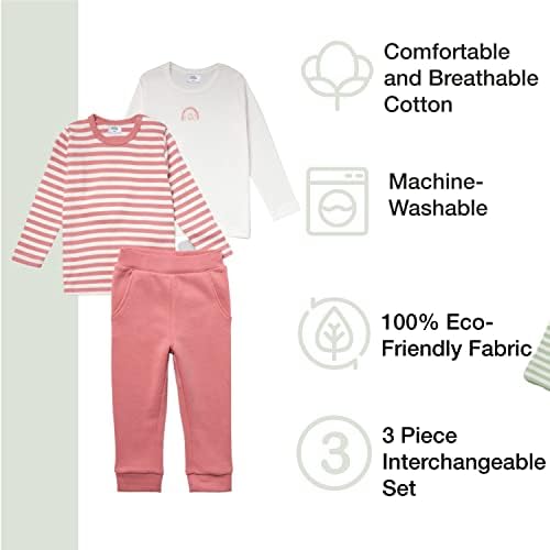 סטלו וחברים תינוק, תינוק ופעוט 3 סט תלבושת מתואמת | 2 חולצות ומכנסיים של שרוול ארוך